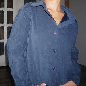 Vintage 90s Real Comfort Blue Button-Down Long Sleeve  Shirt